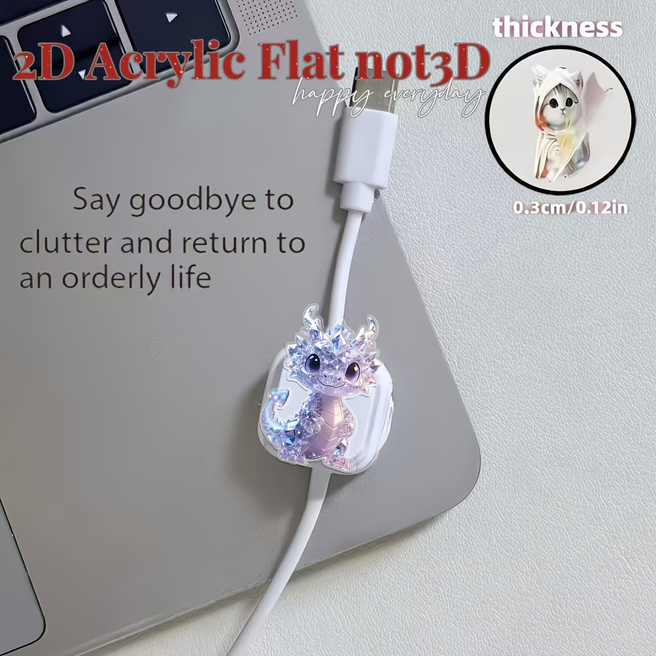 2-Pack Crystal Dragon Pattern Acrylic Cable Organizer
