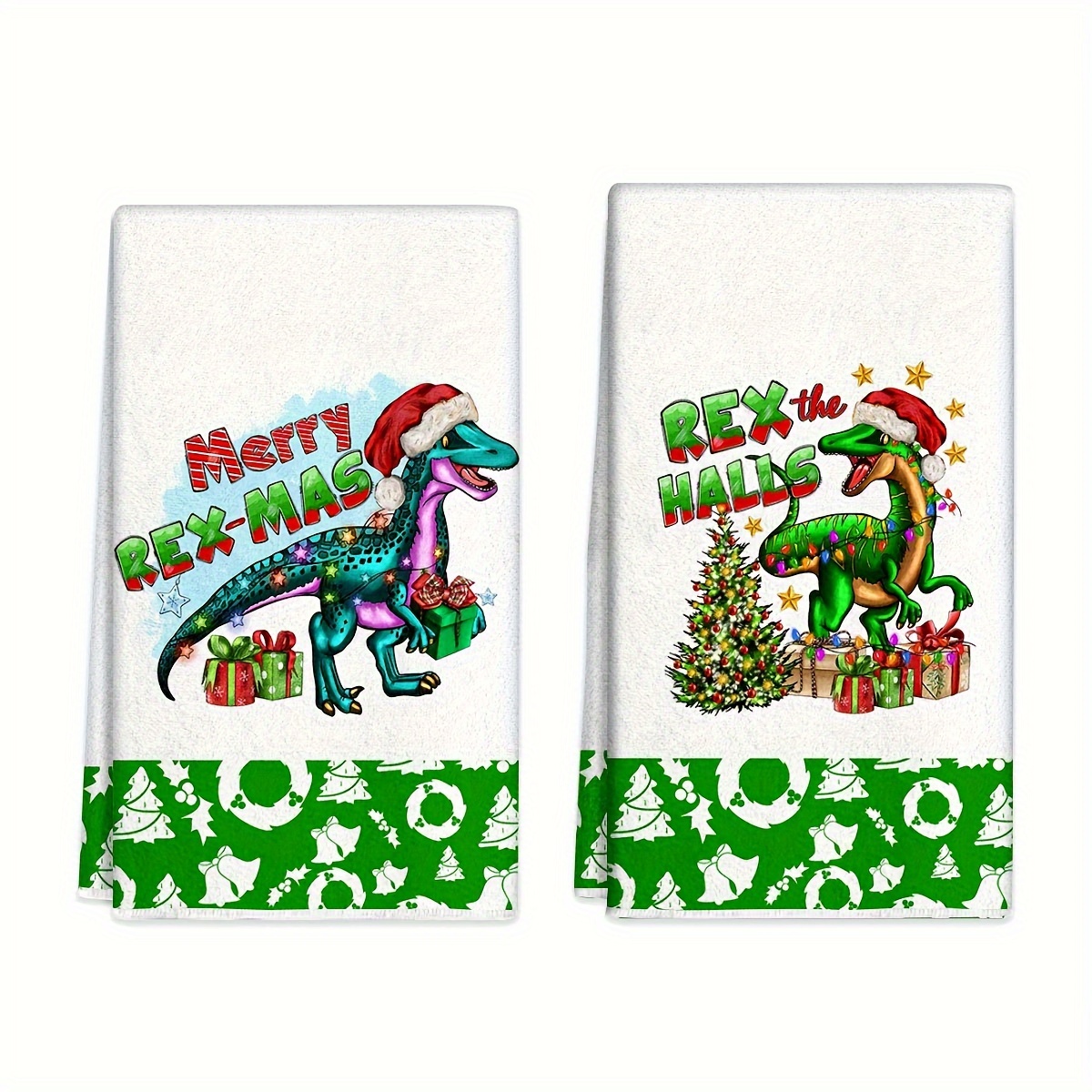 

Christmas Dino Towels: Modern, Machine Washable, , Cooking And Baking - Suitable For Christmas Gifts And Home Decor