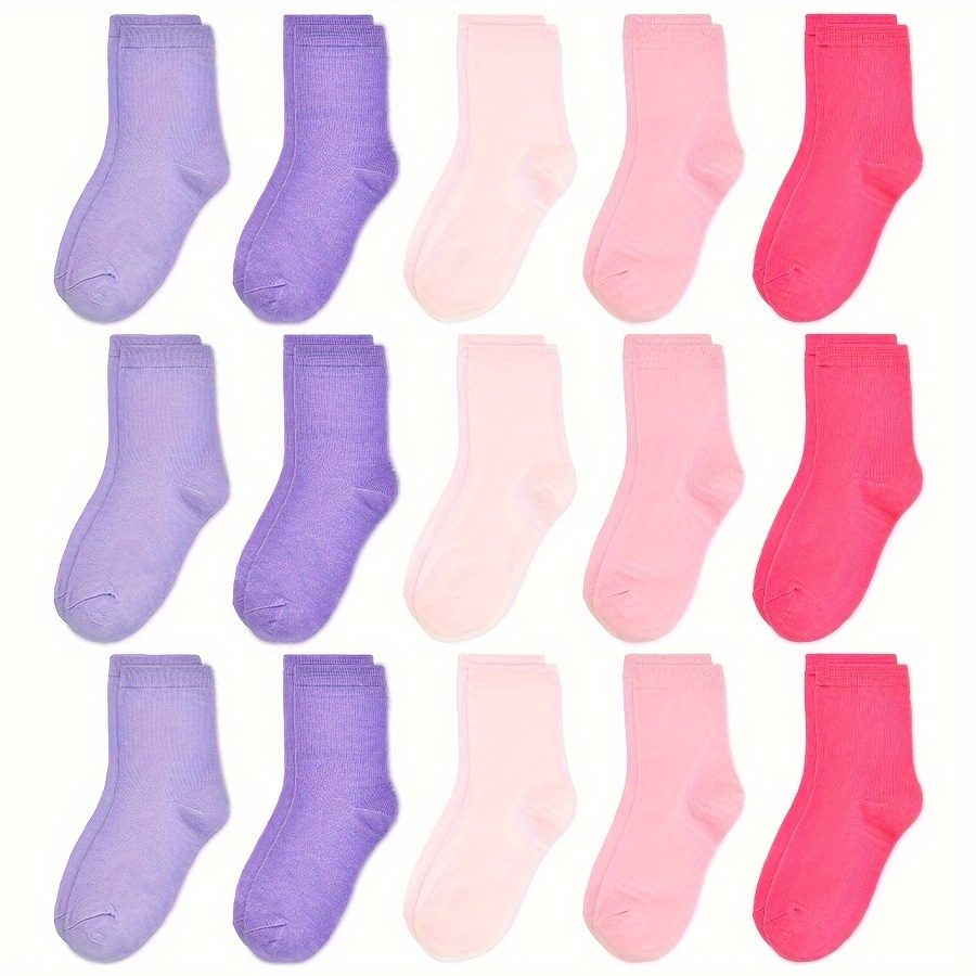 

15 Pairs Of Children's Fashionable Colored Calves Socks, Daily Wear Comfortable Breathable Soft Socks, All Seasons, Indoor Or Outdoor Activities, Baby Walking Socks Or Dance Socks