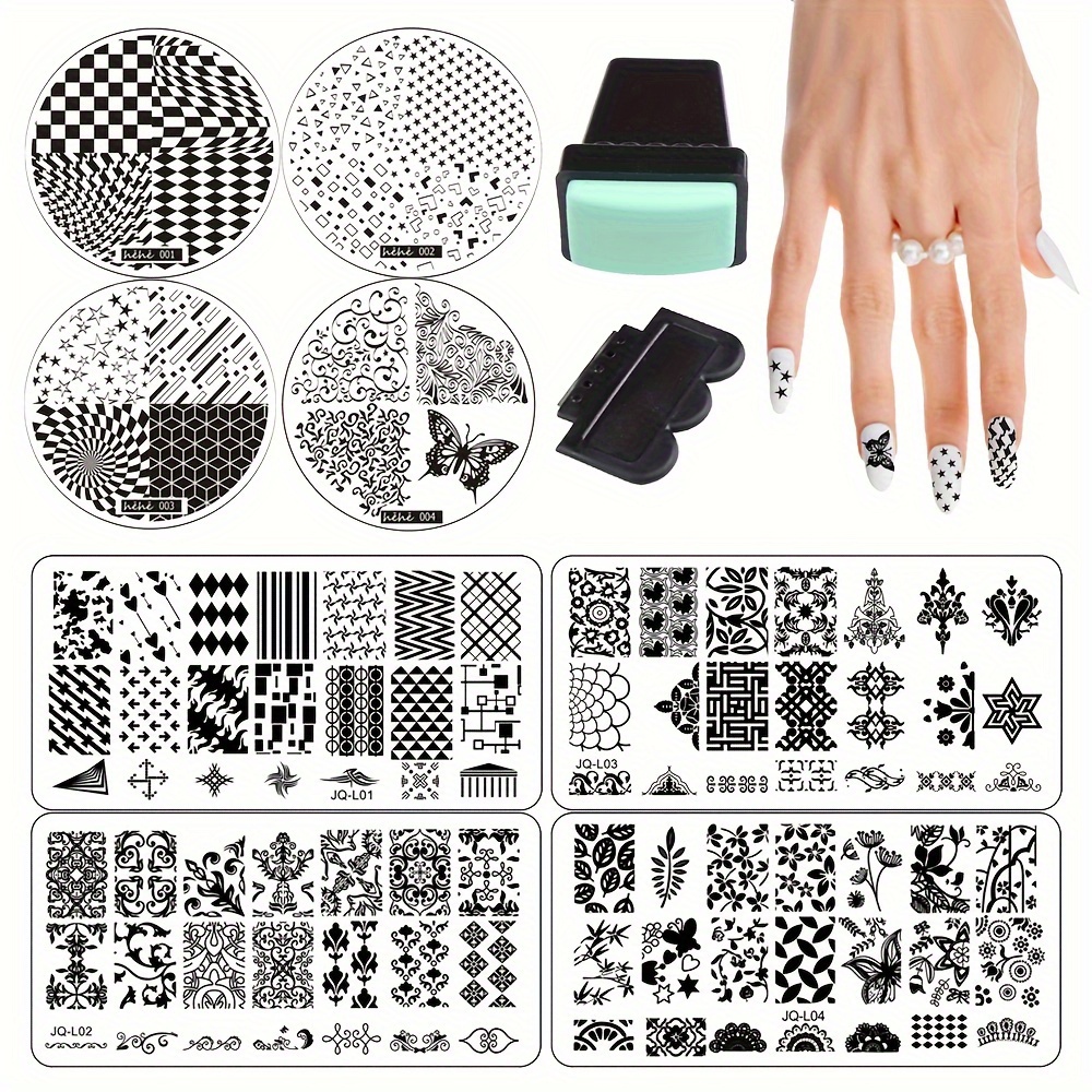 Impresora de arte de uñas DIY Stamper Máquina de impresión de manicura  Estampador de uñas Herramientas de manicura Colores de uñas Juego de  máquina de sellado con 5 patrones de placas de acero : Belleza y Cuidado  Personal 