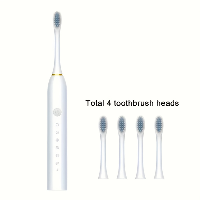 6-Speed Mode Smart Timer Electric Toothbrush, IP67 Waterproof, Rechargeable USB Portable Toothbrush for Adults, 4 Brush Heads/8 Brush Heads, Special Soft Toothbrush Father's Day Gift