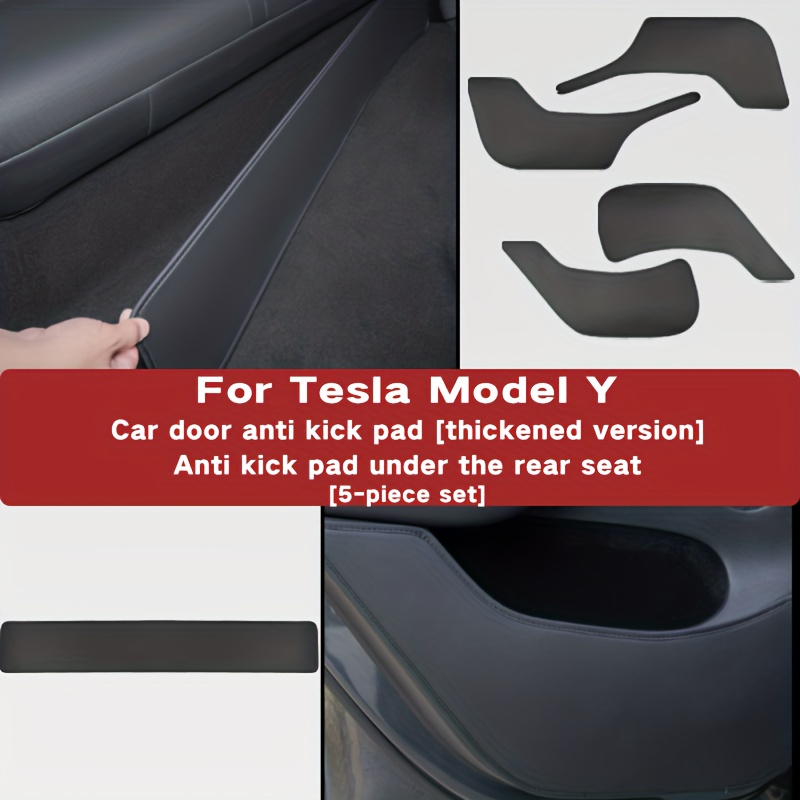 TEMU For For (older Model) 5pcs Rear Door Anti-kick Mat Set. New Pu Leather Material, Side Scratch Protection, Removable Design