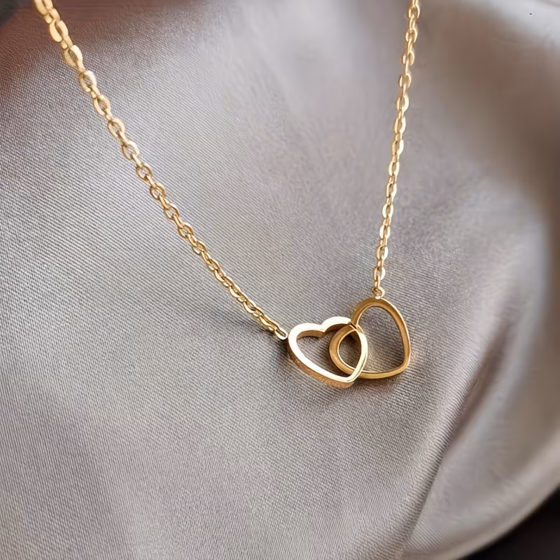 stainless steel simple double ring love pendant necklace for men and women jewelry necklaces luxury choker korea Product details 8