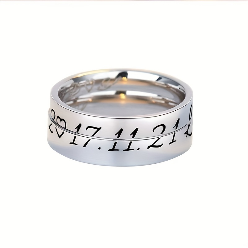 TEMU Customize A Pair Of Stainless Steel Birthday Or Date Rings