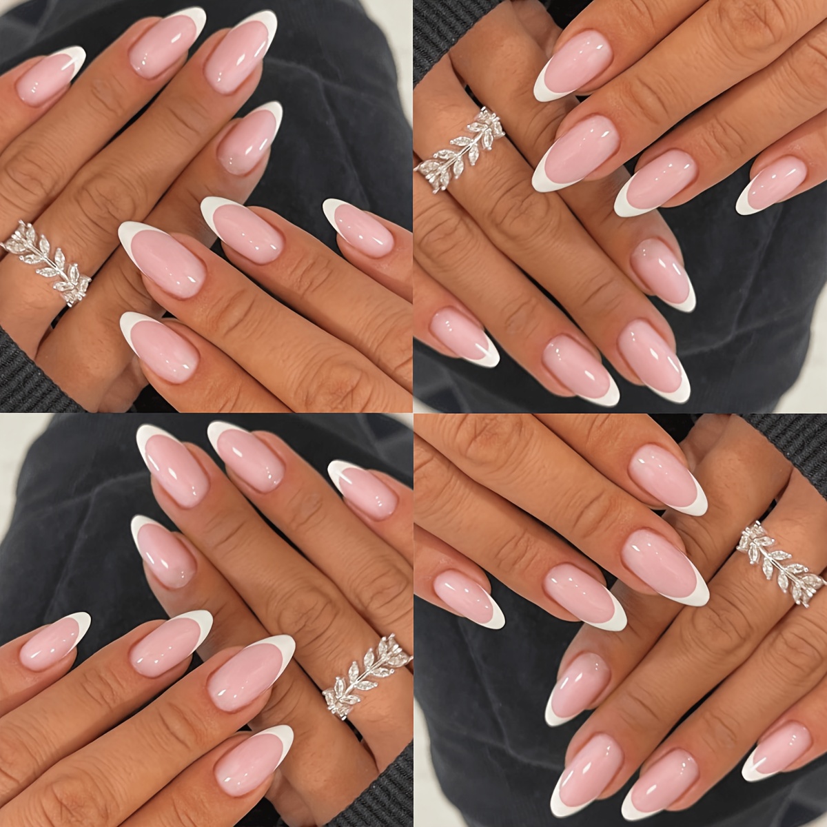 Image of 96pcs Almond-shaped Nails And , Low- Nude Pink And Edges, Non-picky Skin Tone And Outfit, , Date, Formal Occasions All-match