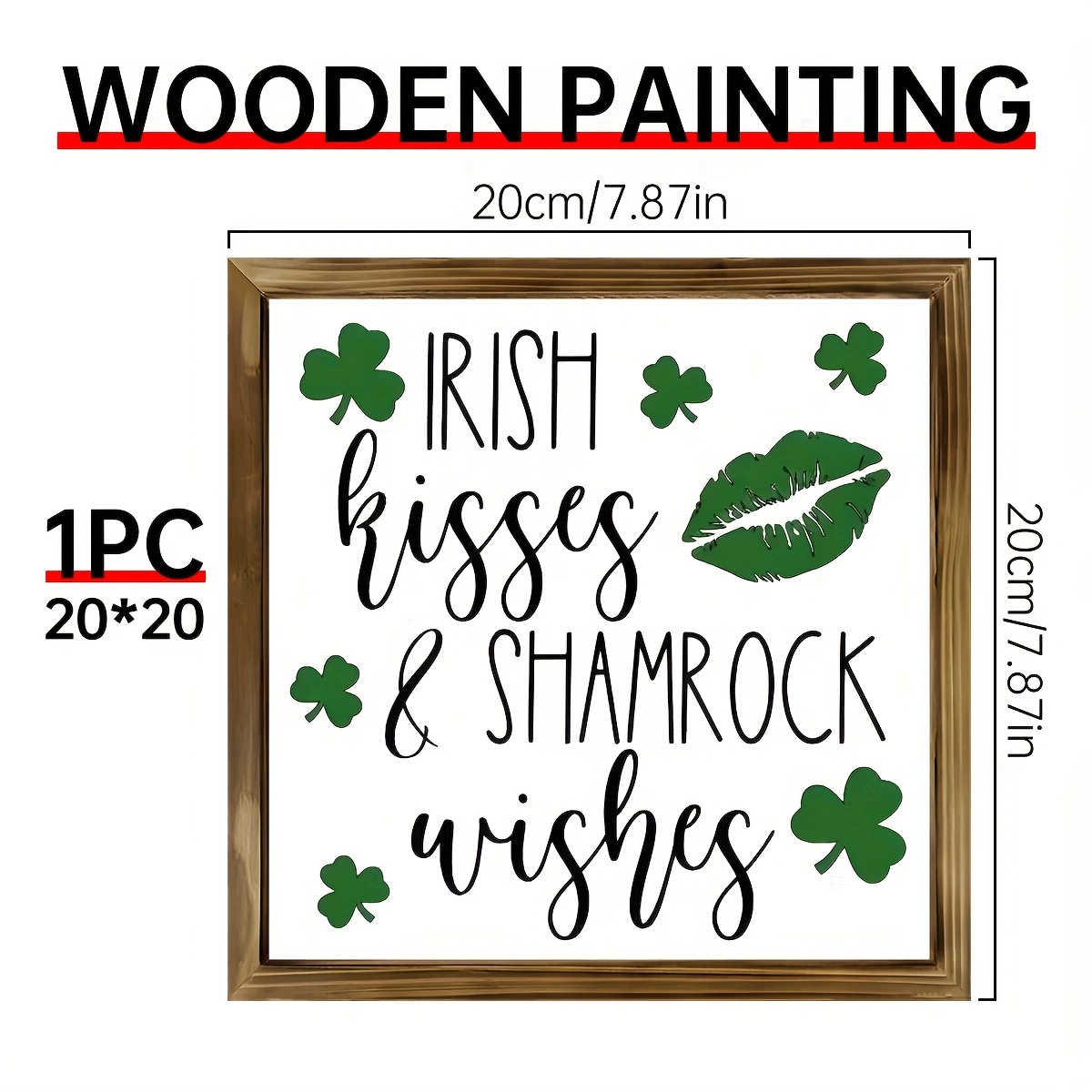 TEMU Room Decor 1pc - 7.87x7.87in - Wooden Painting | And Art Decor For St Patricks Day, Decor - 'irish Kiggeg And Shamrock Wigheg', Suitable For Door Home, Indoor Table Decor