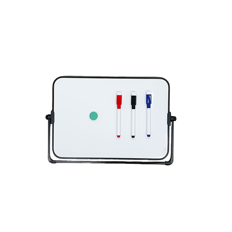 TEMU blanc portable et réutilisable 1 pièce 12x8 pouces - Double face, avec support de pied de table et marqueur