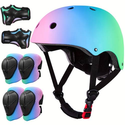 kids bike helmet set adjustable helmet 5 boys girls toddler helmet pad set with knee and elbow pads for bike and more sports