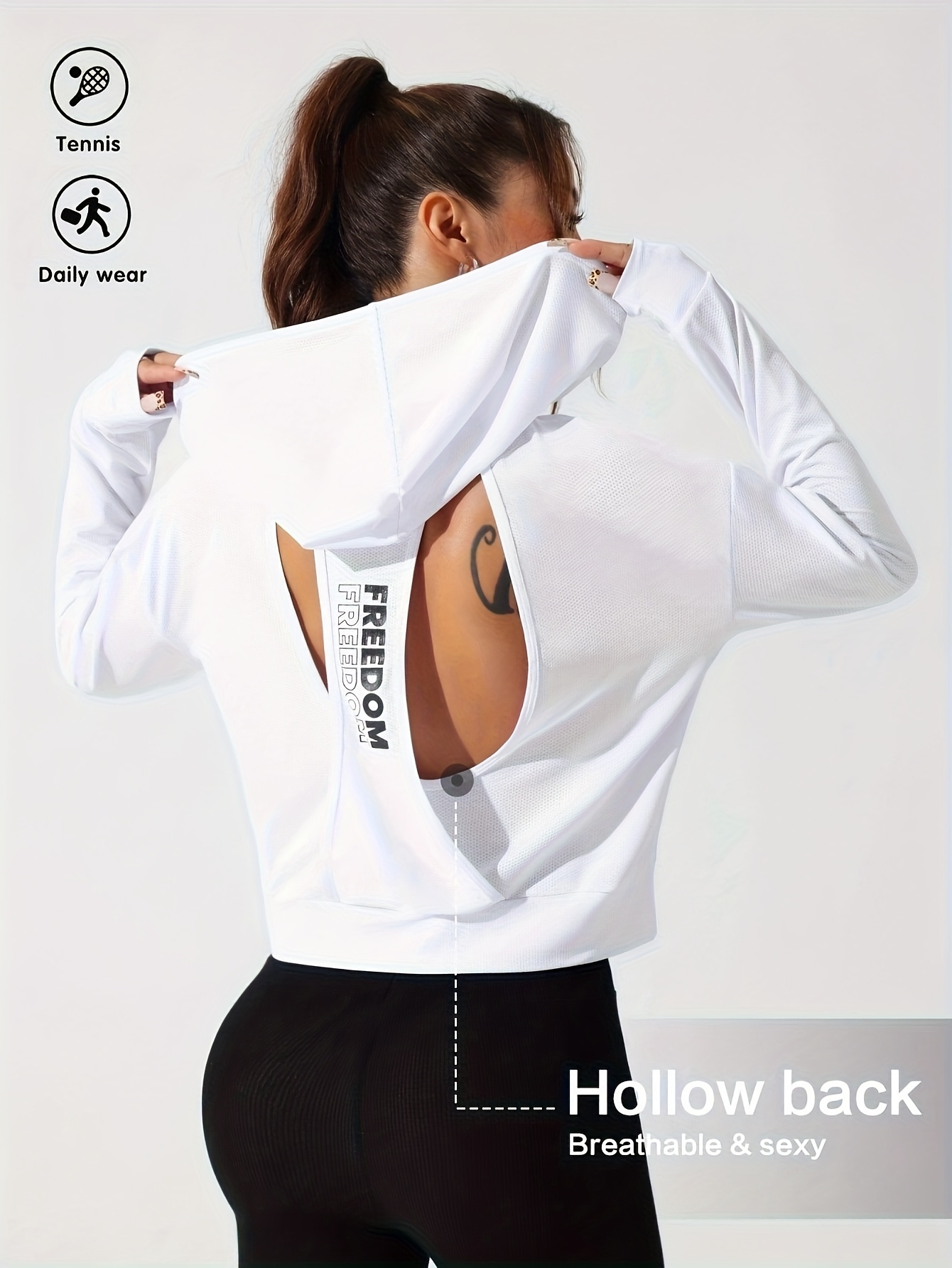 American-style Versatile Sporty Hooded Long-sleeve Top