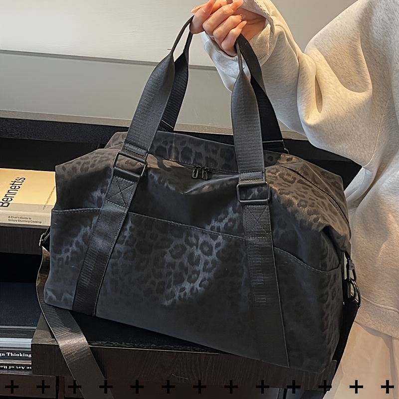 TEMU Leopard Print Pu Soft Lightweight And Large Capacity Multifunctional Multi Pocket Luggage Bag/tote Bag/fitness Bag/yoga Bag/crossbody Bag,