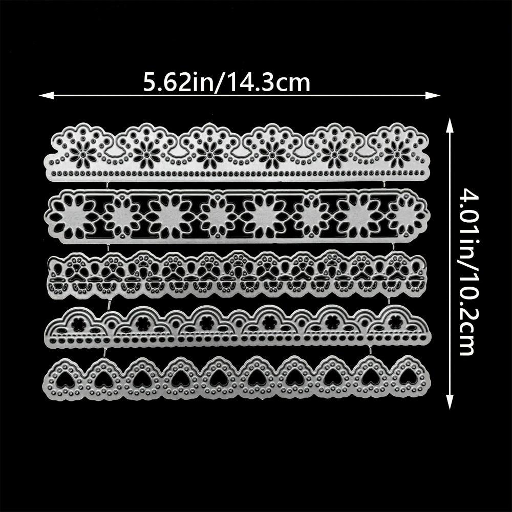 TEMU Flower Lace Cutting Dies, Flower Edge Border Die Cuts Metal Embossing Stencils Template Mould For Card Scrapbooking And Diy Craft Album Paper