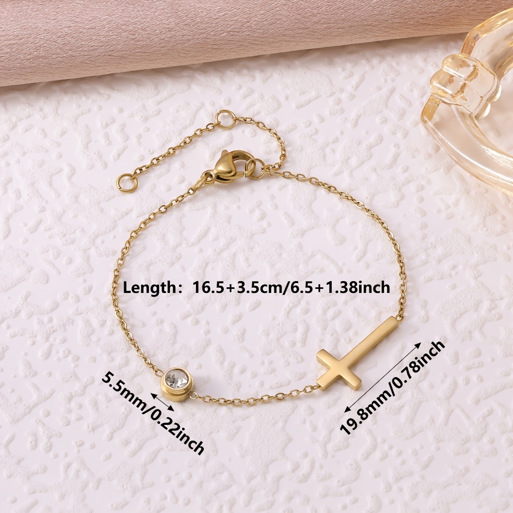18K Gold-Plated Horizontal Cross Thin Bracelet