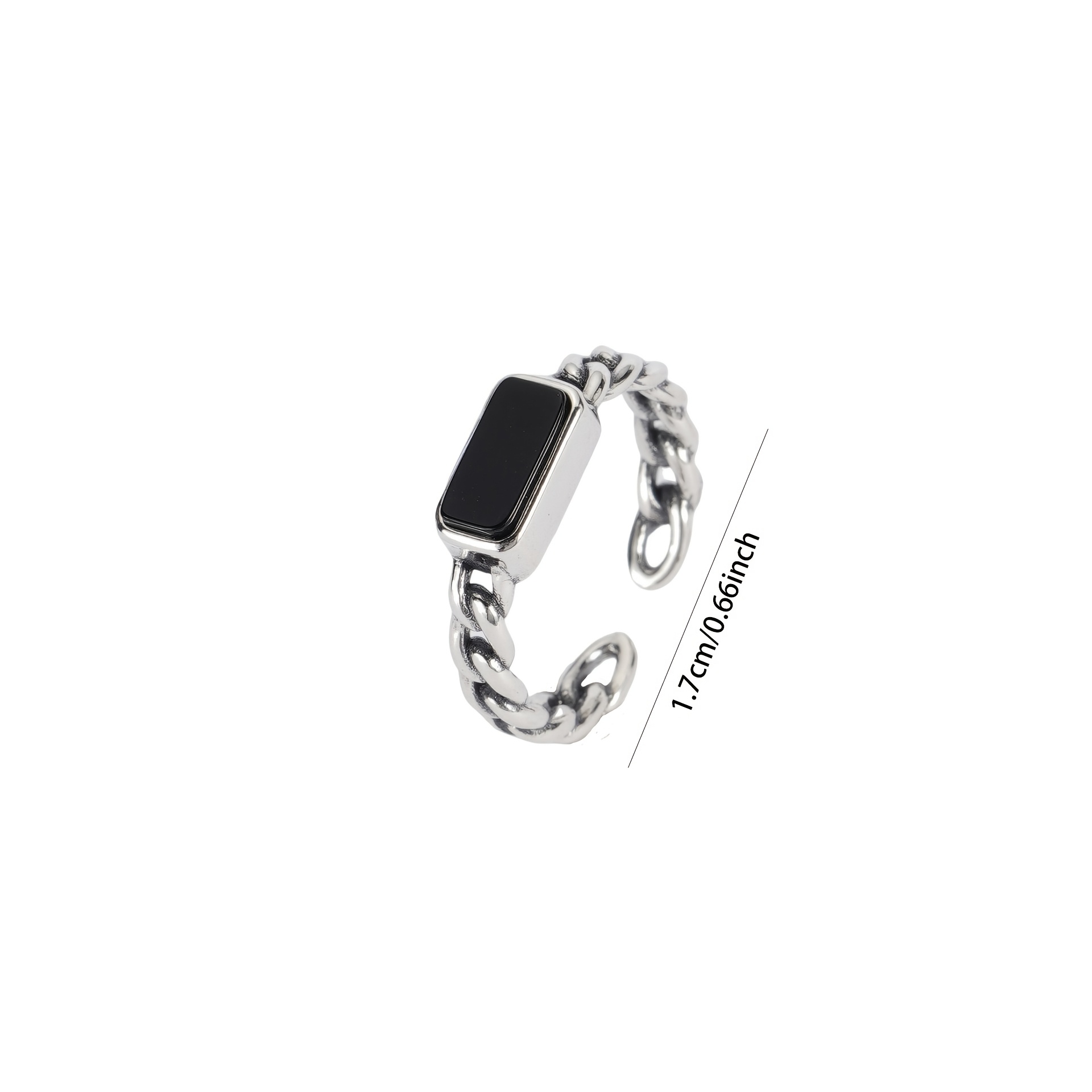 Women's S925 Sterling Silver Geometric Square Open Ring, Sweet Style