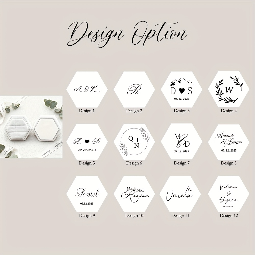 TEMU Portagioie esagonale in velluto personalizzato, personalizzati, matrimonio e fidanzamento personalizzati, regalo nuziale , anniversario e regalo