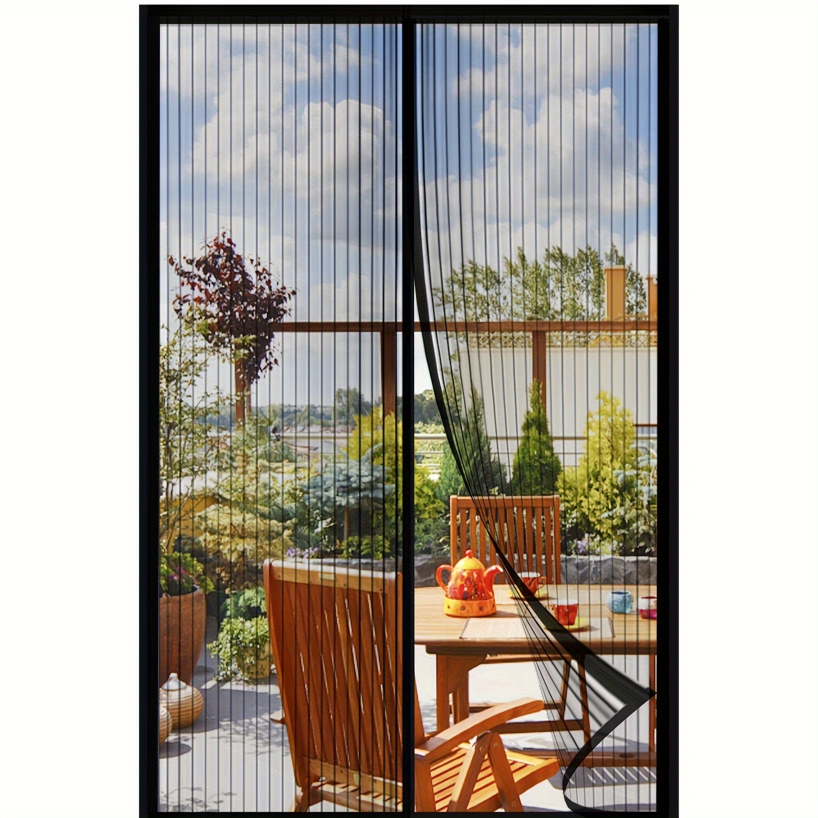 

1pc Magnetic Screen Door, Self Sealing, Heavy Duty Hands Free Mesh Partition Keeps Bugs Out, Pet And Kid Friendly