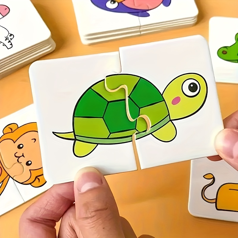 Suitable for Children's 16-Pattern 32pcs Animal and Fruit Themed Matching Puzzle Cards, Educational Cognitive Development Toy Set, Suitable for Toddler Learning, Perfect for Birthday Parties, Baby Showers, and Holiday Gifts, Ages 0-3