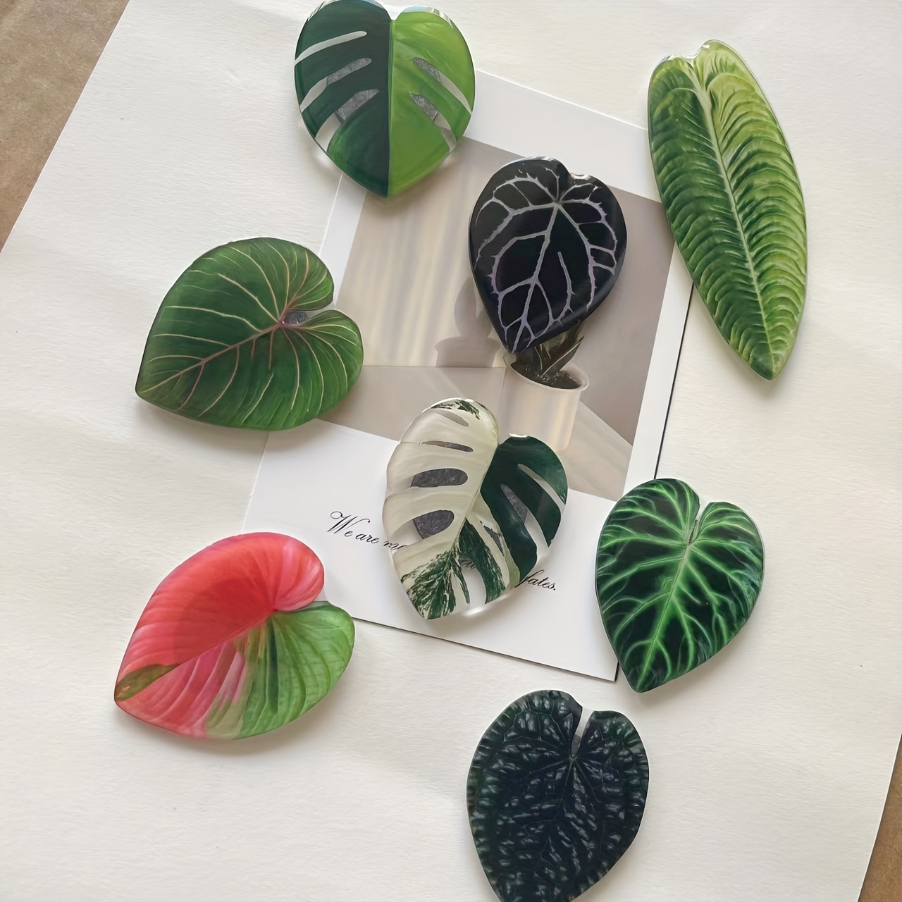 8pcs Tropical Leaf Fridge Magnets - Realistic Plant Leaf Fridge Magnets Set For Home And Office Decor