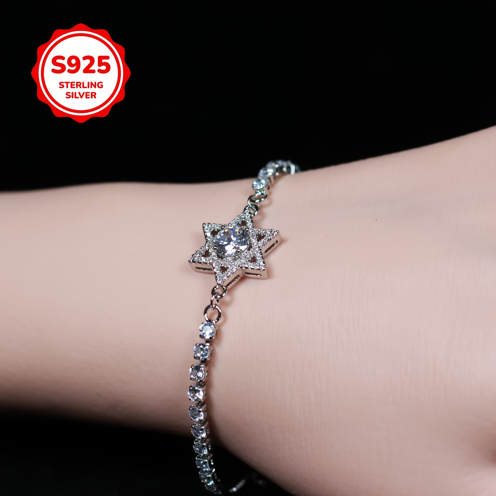 Women's Classic Elegant Hexagonal Star Design S925 Silver Bracelet