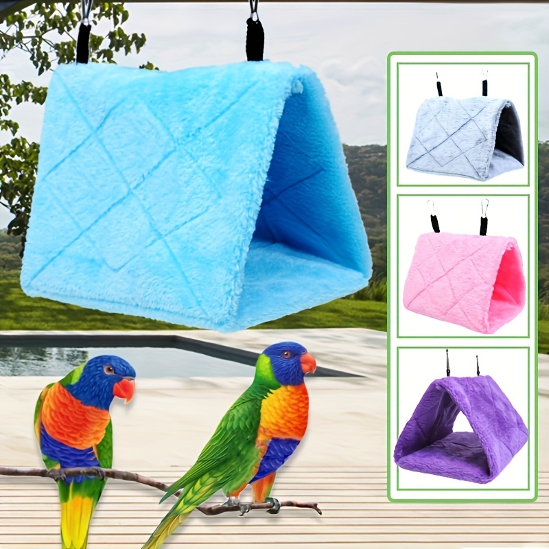 

Triangular Plush Parrot Hammock, Bird Hanging Nest, Soft Cage Perch Tent For Various Birds