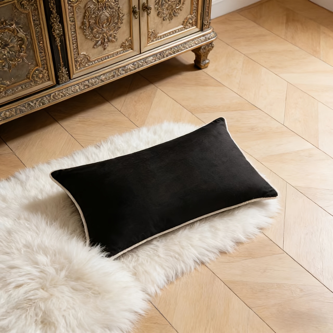 TEMU A Solid Color Pillowcase Black Square Rectangular Pillowcase Fashion Essentials Living Room Bedroom Sofa Pillowcase