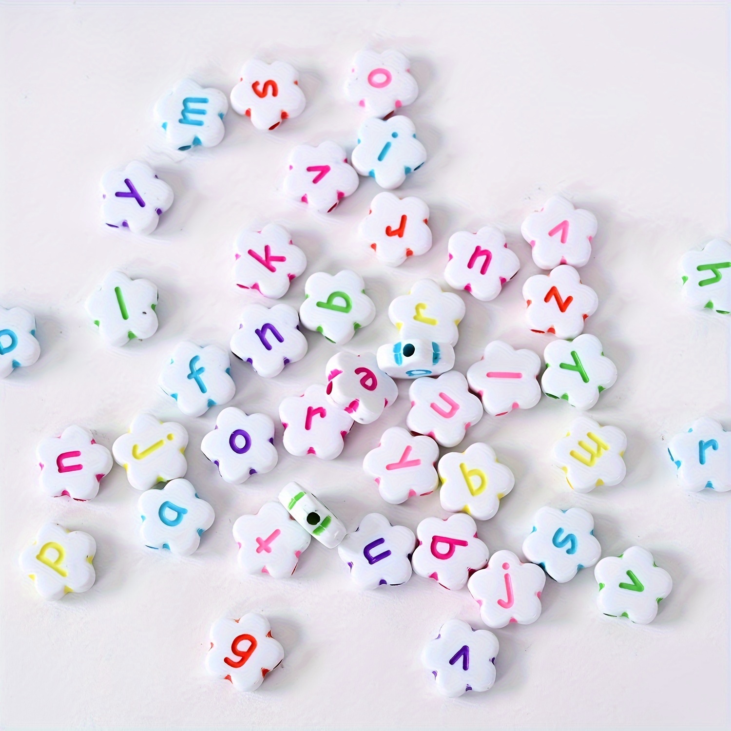 TEMU 200/100pcs Alphabet Acrylic Beads Mixed Multicolour "a-z" Letter Beads Star Shape White Beads For Key Chains Bracelet Necklace Making Supplies