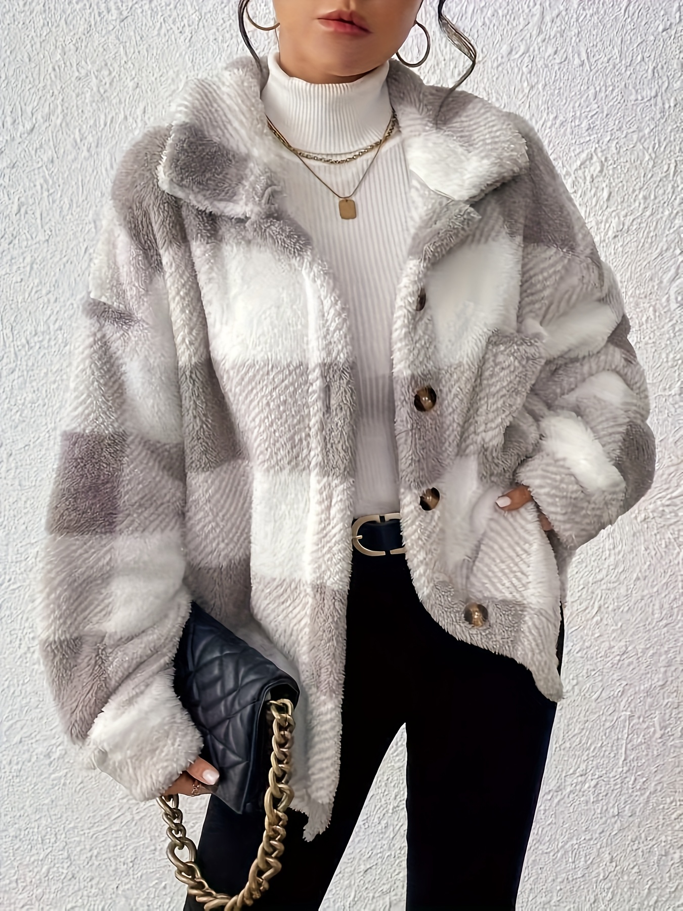 check jacket womens sold on Temu United States