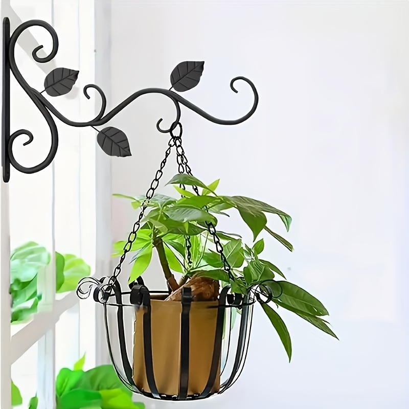 set 2 black wrought iron plant hangers designed mounting - Temu Chile