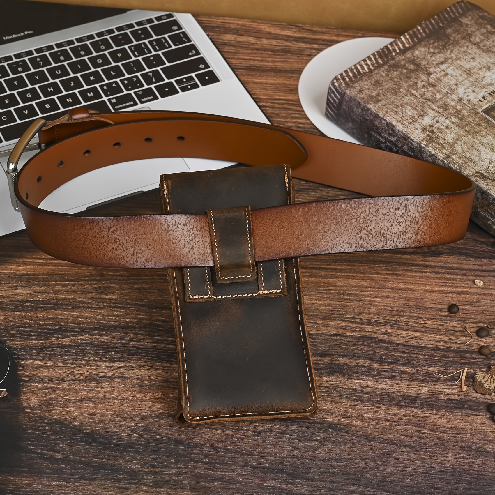 Top Cow Exotic Horse Leather Men's Retro Phone Case