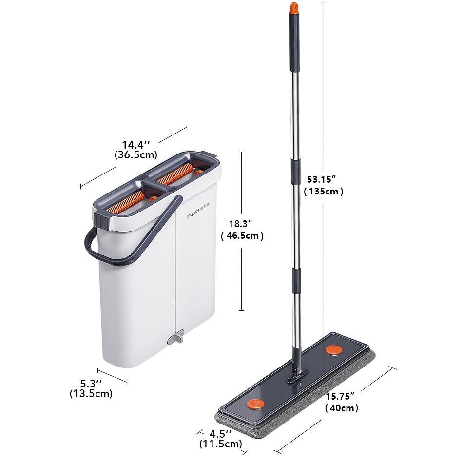 Hands Floor Mop And Bucket, Flat Mop And Bucket With Upgrade Wringer Set, Wet And Dry Use, Separates Water, Deep-cleaning Mops For Floors, Walls, Floor Cleaning Tools With 2 Washable Microfiber Pads