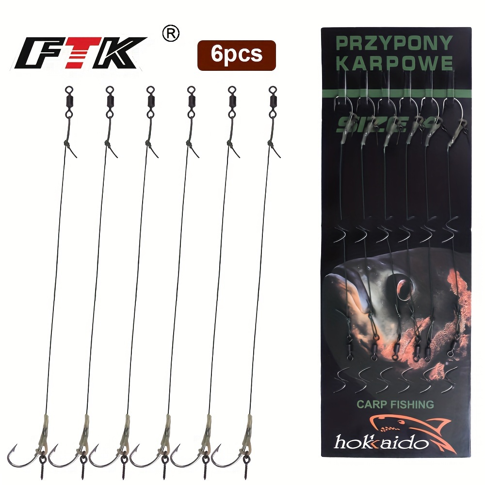 

Ftk 6pcs Carp Fishing Hooks Set, 2.36" Lead Head With Wire, 30-60lb Capacity, Sizes 2/4/6/8 - European Feeder & Accessories, Hook Accessories