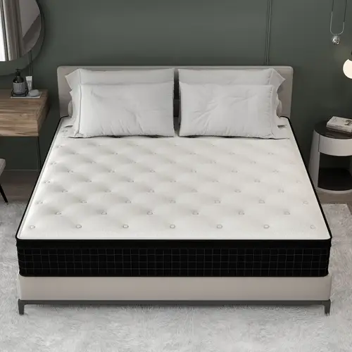 hybrid mattress topper 12 14 inch twin full queen king size upholstered with individual pocket springs medium firmness breathable comfortable woven nylon cover polyester fill spot mattress topper