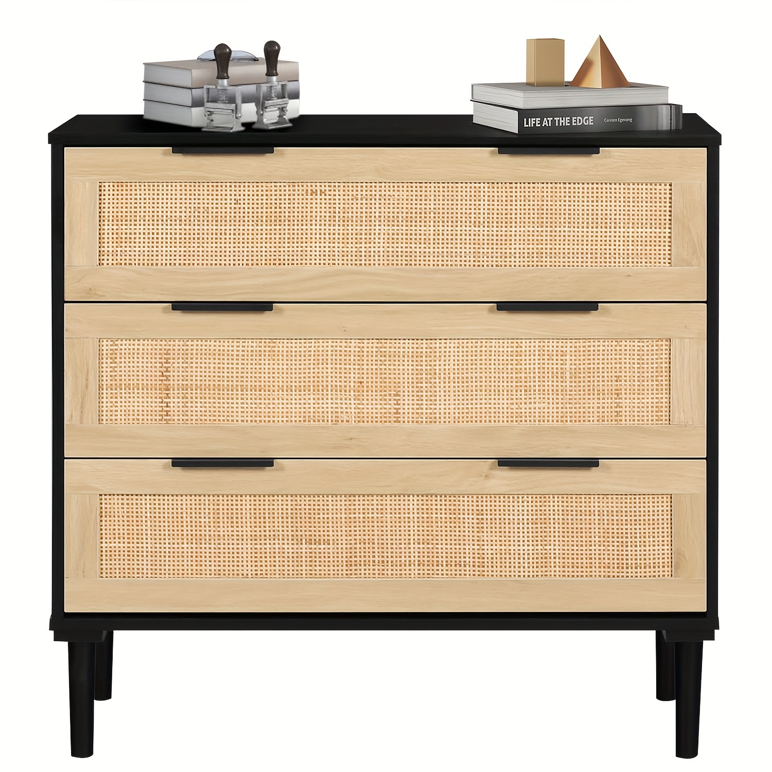 

3-drawer Modern Rattan Chest Of Drawers, Bedroom Dresser, Versatile Storage Cabinet For Lab, Living Room, Entryway