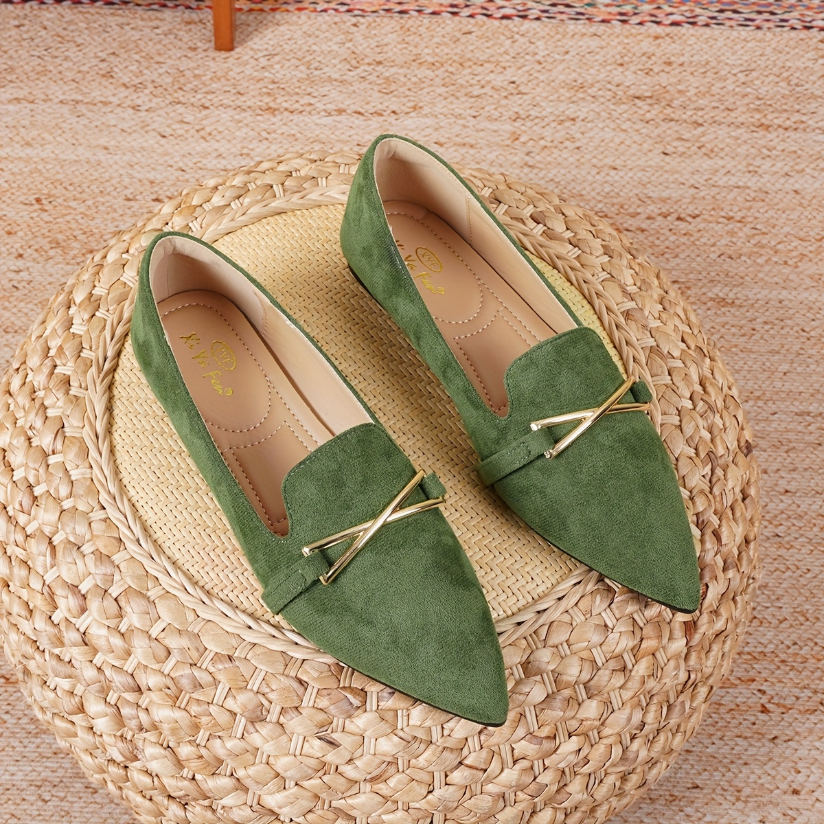 Loafers Olive Green Womens Dress Shoes LIZ CO Penny Loafers FAUX