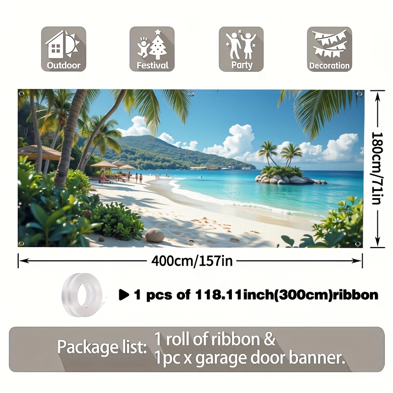 TEMU 1pc, Tropical Beach Scene Wall, Outdoor Garage Entryway Wall Decor Flag (summer Scenery) Durable Polyester, Ideal For Yard & Garden - Low Price,