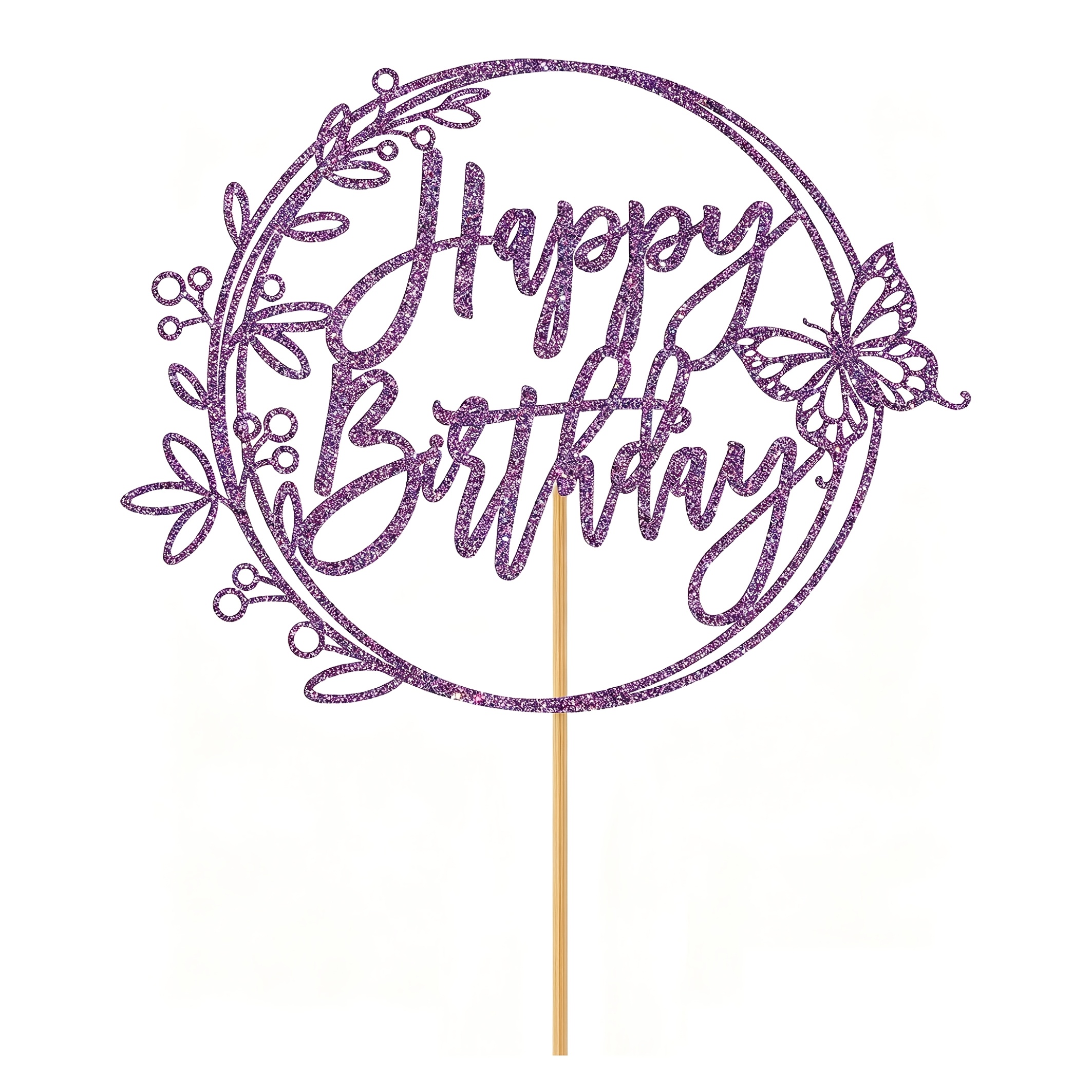 1pc Happy Birthday Cake Decoration Style, Ladies And Girls' Birthday Cake Decoration, Theme Birthday Wedding Anniversary Baby Party Decoration (purple, Rose, Golden), Halloween, Christmas