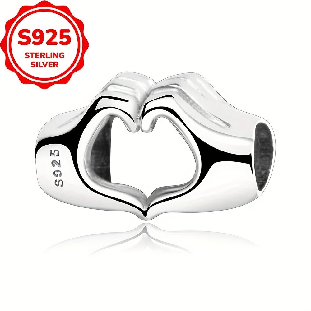 Image of 1pc 925 Silver Hands Into Heart Shaped Design Necklaces Pendant Jewelry Making Birthday Or Valentine's Day Gifts