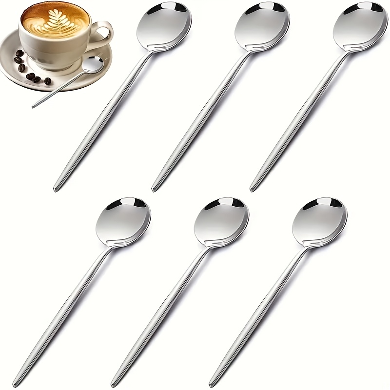 

6pcs Stainless Spoon Set - Mirror-polished Mini Teaspoons For Espresso, Tea, Desserts - Holiday Cutlery For Christmas, Halloween, Easter, Hanukkah, Thanksgiving