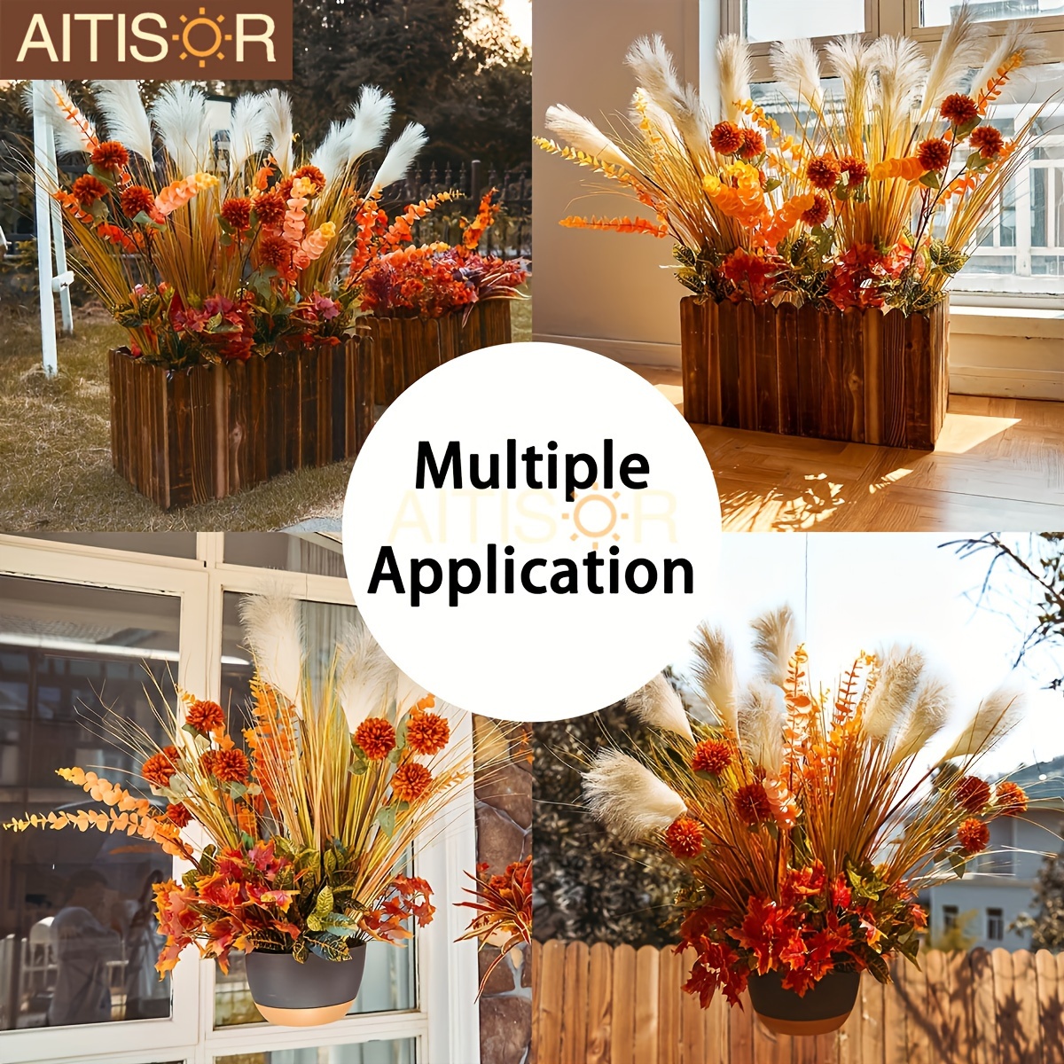 Fiori artificiali autunnali | piante finte, 10 pezzi