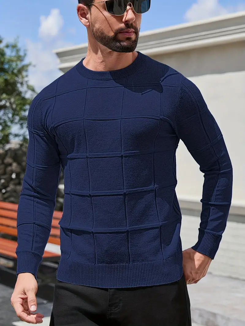 mens heavyweight 100 polyester sweater solid grey round neck long sleeve pullover with h shape silhouette ribbed neckline machine washable casual formal wear durable everyday layering essential Product details 13