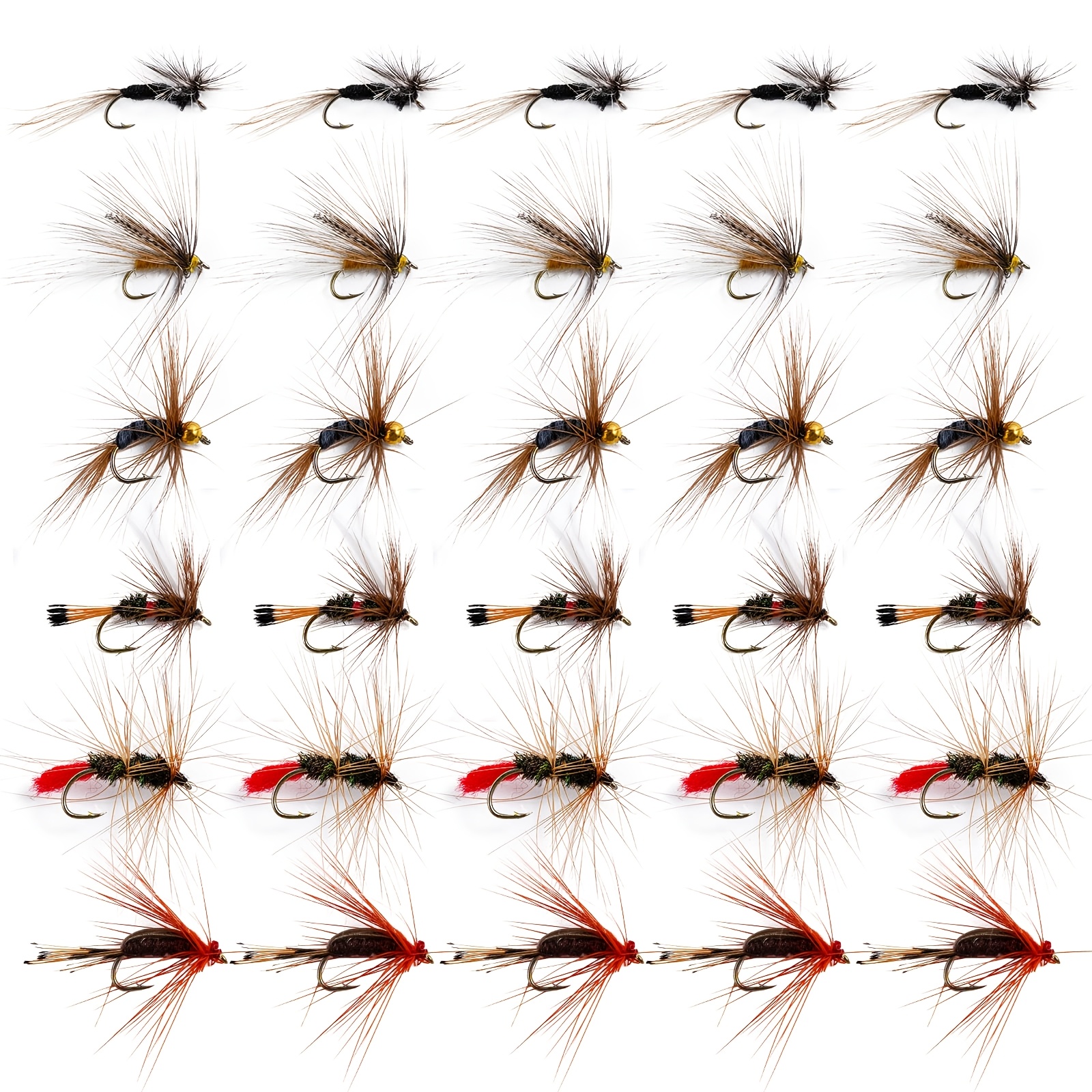 TEMU 30pcs Goture Fly Fishing Flies Suitable For Trout, , Pike - Saltwater & Freshwater Dry/wet/jellyfly Lures With Artificial Baits, For