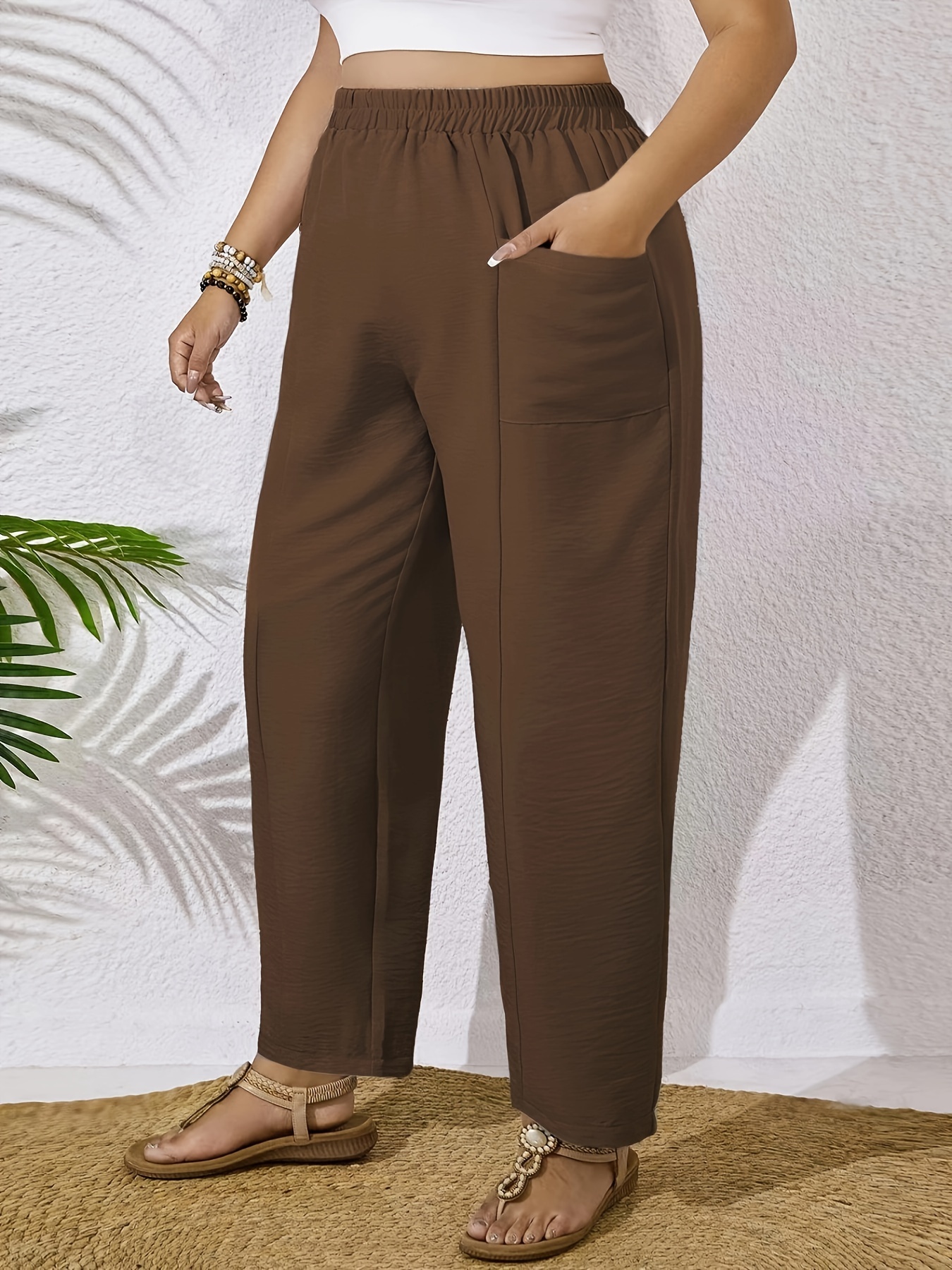 brown plus size dress pants NYDJ Women's Marilyn Straight Pants In Plus Size In Coffee Bean, Size: 22W main image 1