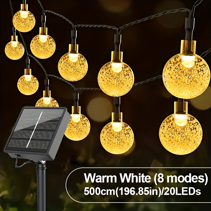 TEMU Solar Garden Outdoor Lights, Outdoor Lighting, Stylish, 8 Lighting Modes Of Solar Light String, Bubble Ball Light String,