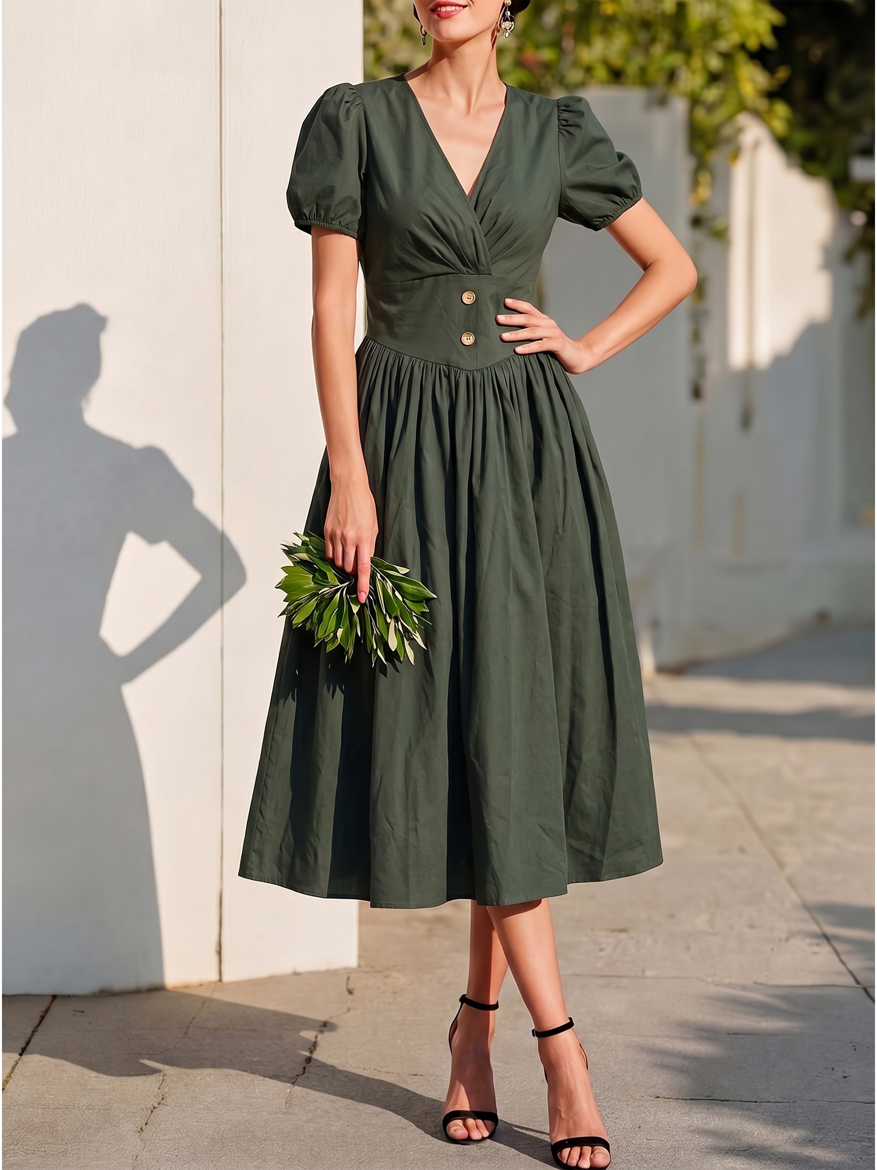 sage green midi dress casual Casual Chic Style Long Sleeve Ribbed Knit Midi Dress