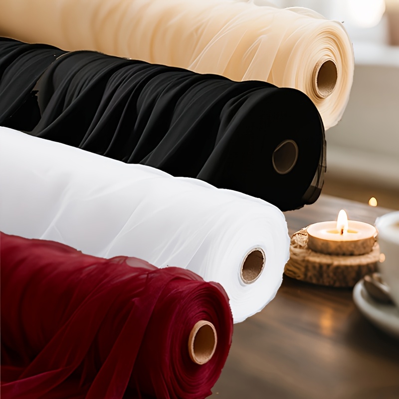 one roll oversized 9 84inch 1181 1inch sheer fabric in white black   burgundy suitable for wedding arches party ceilings engagement backdrops stage decorations tent decorations and chair covers feather free ideal for   holiday