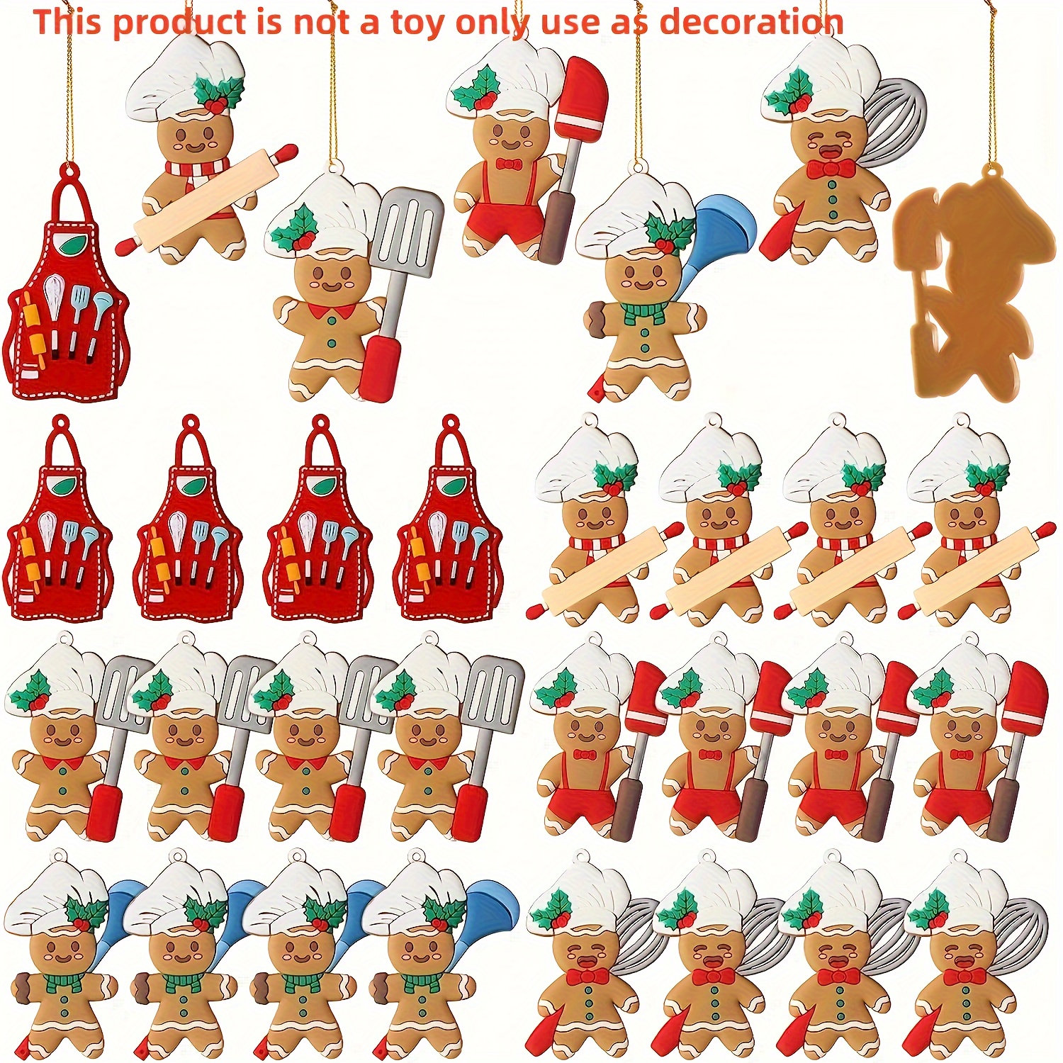 

12pcs, Gingerbread Ornaments Christmas Gingerbread Man Tree Ornaments Set Plastic Christmas Decorations Hanging Tree Baking Gingerbread Man Ornament For Holiday Tree Home Decor