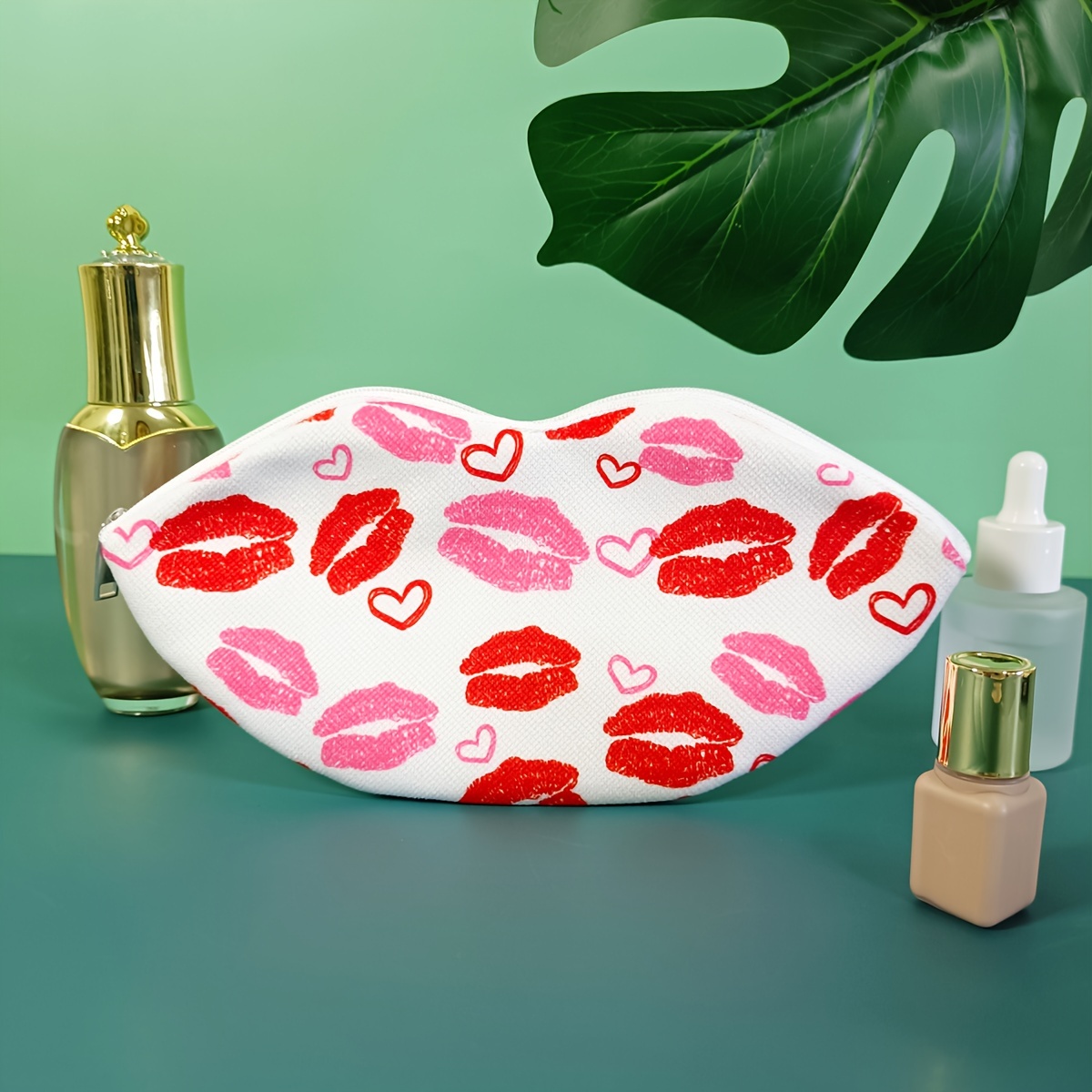 

Zippered Makeup Bag For Women - Cosmetic Organizer , Portable Toiletry , Polyester