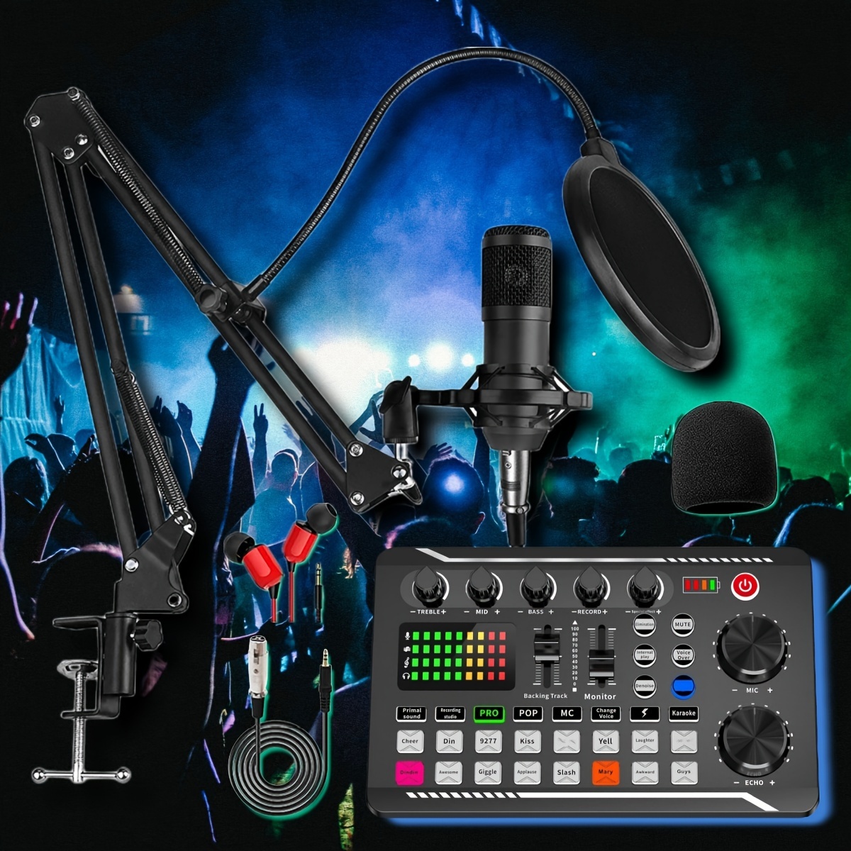 

Podcast Equipment Bundle, Wired Microphone With Audio Interface, F998 Voice Changer, Condenser Karaoke Microphone, Mic Stand And Mic Pop Filter, Streaming Podcast Mic Starter Kit