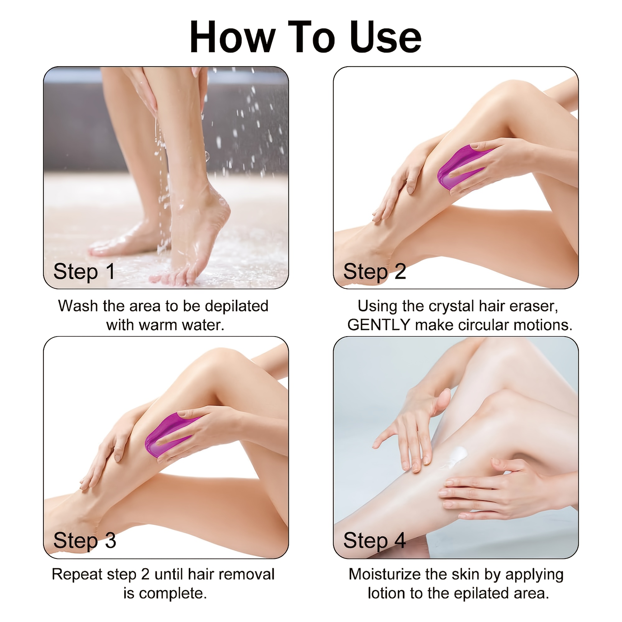 1pc Crystal Hair Eraser for Men & Women - Painless Exfoliation, Reusable & Waterproof Hair Removal Tool in Blue/Pink/Golden-Beige for Smooth Back, Arms, Legs, Hair Remover