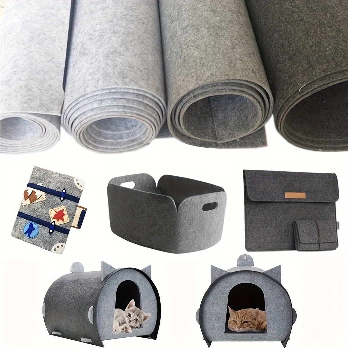 

Multi-purpose Diy Craft Felt Fabric, 300cm X 60cm, Grey, 2cm Thickness, Flexible Cut-to-size Design, For Home, Car, And Pet Accessories