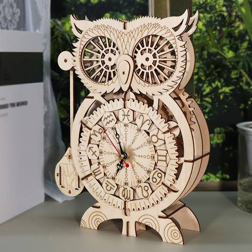 3d wooden owl clock toy handcrafted wooden puzzle model with interlocking legs educational decorative clock for clocks for home decor intricate detailing